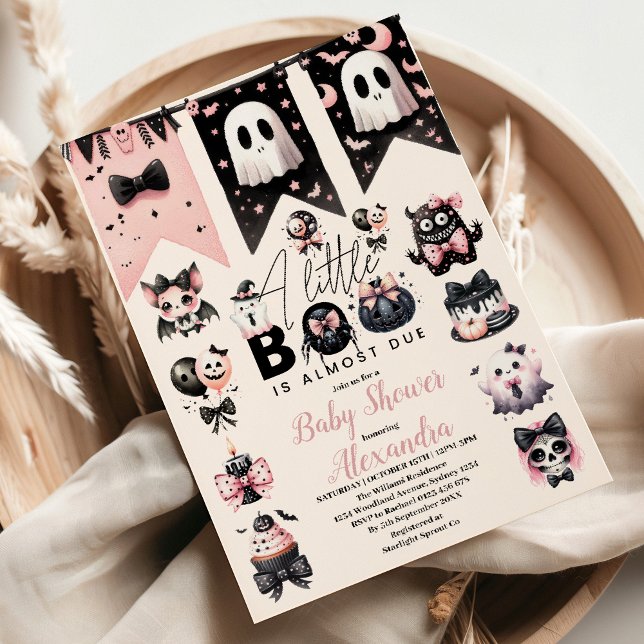 Gotisk Rosa Halloween Baby Shower Inbjudan (Skapare uppladdad)