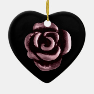 Gotisk rosa hjärtaårsdag julgransprydnad keramik