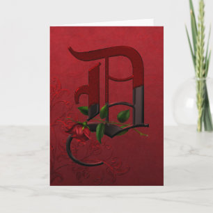 Gotisk rosa Monogram D Anteckningskort