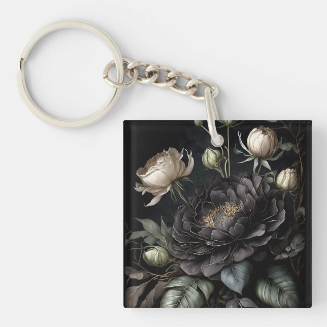 Gotisk rosarrangemang svart blomma (Framsidan)