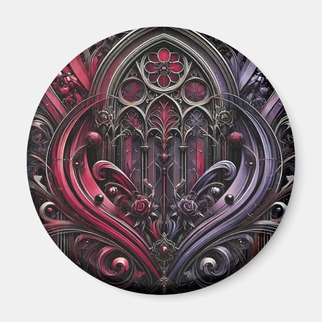 Gotisk rosenbågs dekorativ magnet (Framsidan)