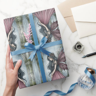 Gotisk sagokvinna rosa vingar förtrollad presentpapper