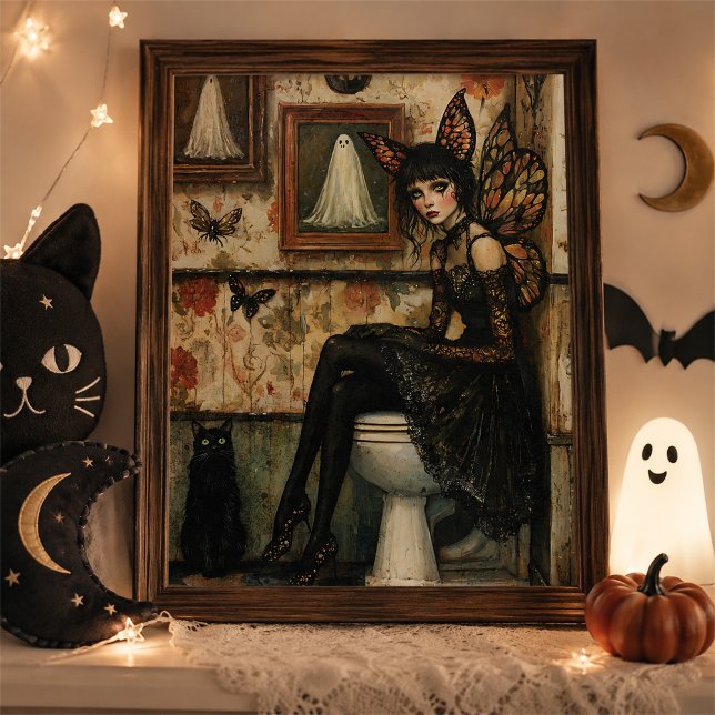 Gotisk sagopratta svart katt Halloween väggkonst (Skapare uppladdad)