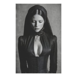 Gotisk sammets huva Porträtt Slutna ögon Fototryck