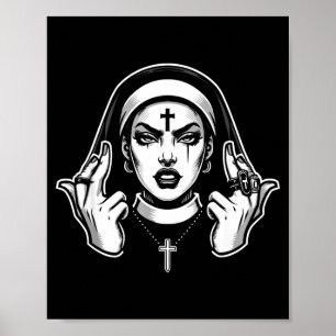 Gotisk satanistisk nunna svartkonst satanist ockul poster