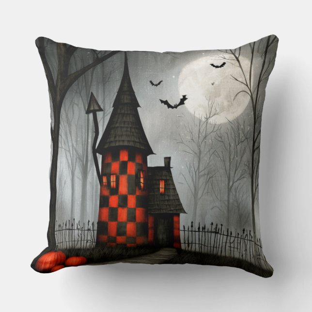 Gotisk schackbräde Halloween-torn Kudde (Framsida)