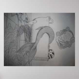 gotisk Sjöjungfru i Bathtub Poster