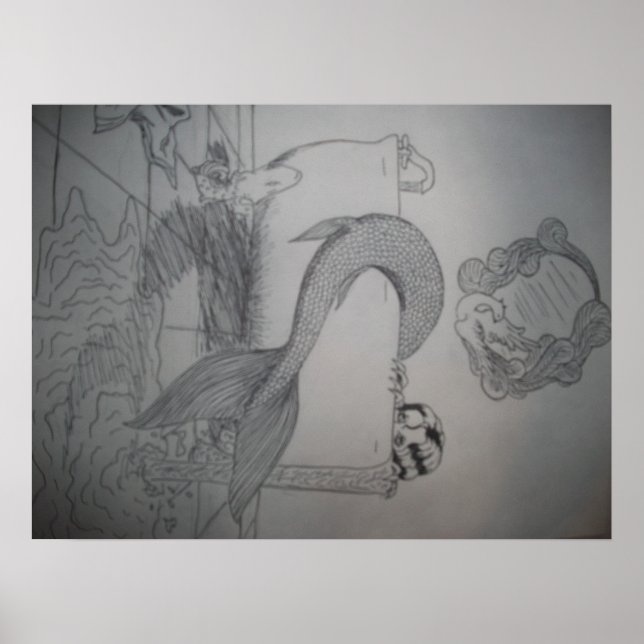 gotisk Sjöjungfru i Bathtub Poster (Framsidan)