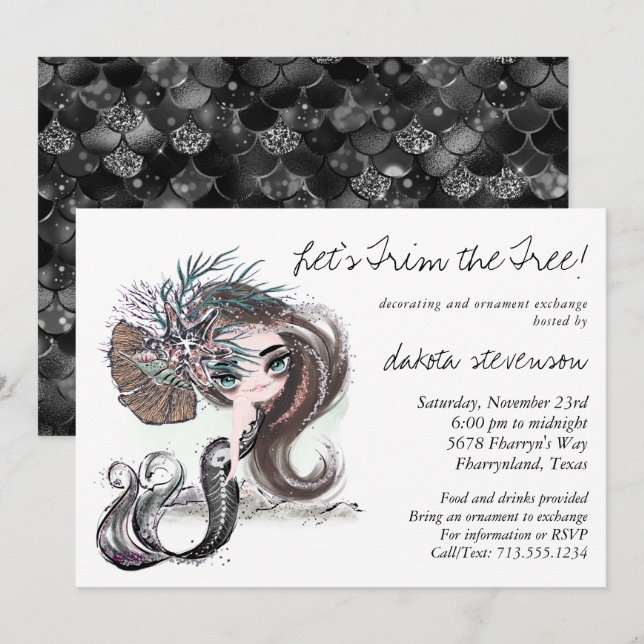 gotisk Sjöjungfru | Inte alla är sötade Träd Trim  Inbjudningar (Fram/baksida)