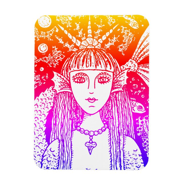 GOTISK SJÖJUNGFRU, SVARTA HAVET SIREN FANTASY STOL MAGNET (Vertikal)