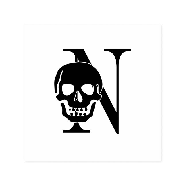 Gotisk skalle över enkel initial monogram #3 självfärgande stämpel (Design)