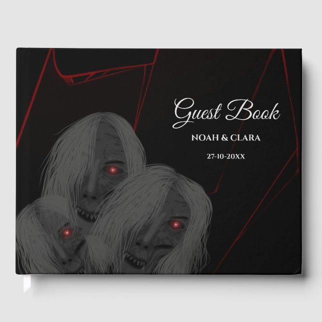 Gotisk Skalle Vita Spöken - Mörk och Dyster Hallow Gästböcker (Framsida)