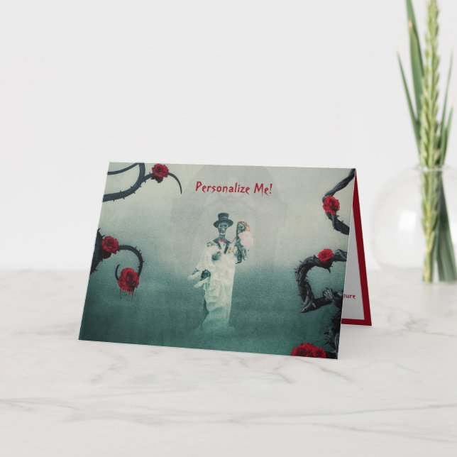 gotisk Skeleton Bröllop Kärlek du till dödsanteckn Kort (Framsida)