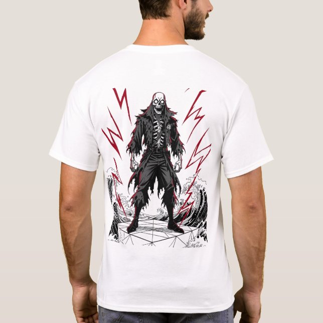 Gotisk Skelett Blixt Grafisk T-Shirt 2026 (Baksida)