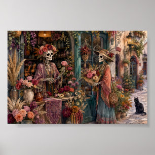 Gotisk Skelett Blomsterbutik Whimsigoth Blomsterha Poster