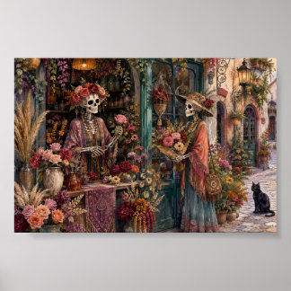 Gotisk Skelett Blomsterbutik Whimsigoth Blomsterha Poster