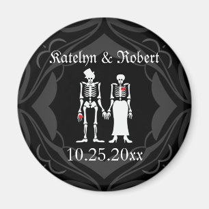 Gotisk skelett- brud & brudgumspara datum magneter