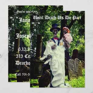 Gotisk skelett- brud och brudgum inbjudningar
