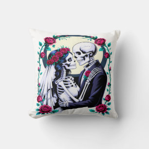 Gotisk Skelett Brud och Brudgum Mörk Romantik Kudde
