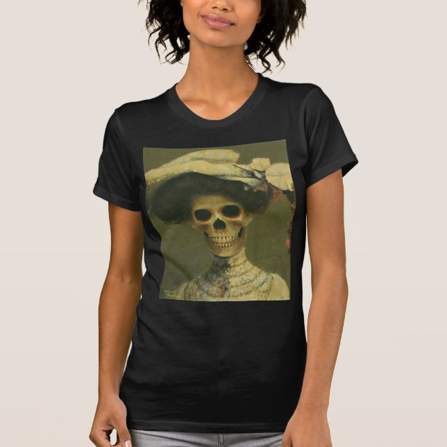 Gotisk skelett- dam för vintage tee (Framsida)
