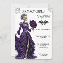 Gotisk skelett Halloween flickor natt ute lila R