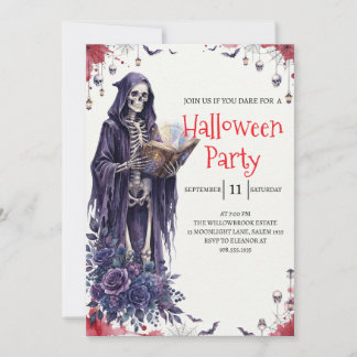 Gotisk Skelett Man Halloween Fest Inbjudan