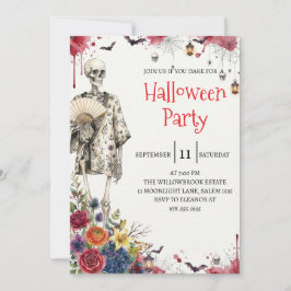 Gotisk Skelett Man Halloween Fest Inbjudan