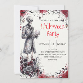 Gotisk Skelett Man Halloween Fest Inbjudan