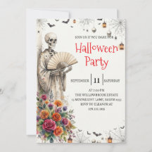 Gotisk Skelett Man Halloween Fest Inbjudan