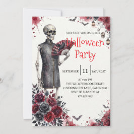 Gotisk Skelett Man Halloween Fest Inbjudan
