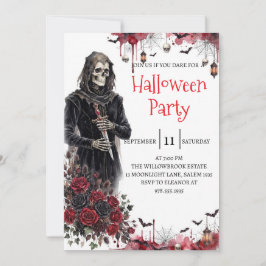 Gotisk Skelett Man Halloween Fest Inbjudan