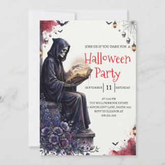 Gotisk Skelett Man Halloweenfest Inbjudan