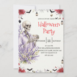 Gotisk Skelett Man Halloweenfest Inbjudan