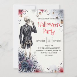 Gotisk Skelett Man Halloweenfest Inbjudan