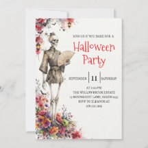 Gotisk Skelett Man Halloweenfest Inbjudan
