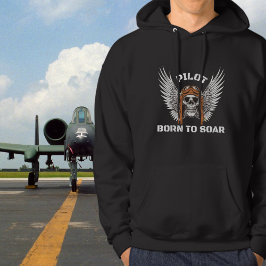 Gotisk Skelett Pilot Fött att Sväva Födelsedag Hoodie