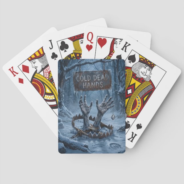 Gotisk skräckillustration av frusna händer  casinokort (Baksidan)