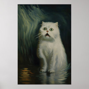 Gotisk skrämd kattkonsttryck viktoriansk vampyr poster