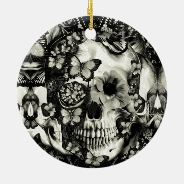 Gotisk snöreskalle för Victorian Julgransprydnad Keramik (Baksidan)