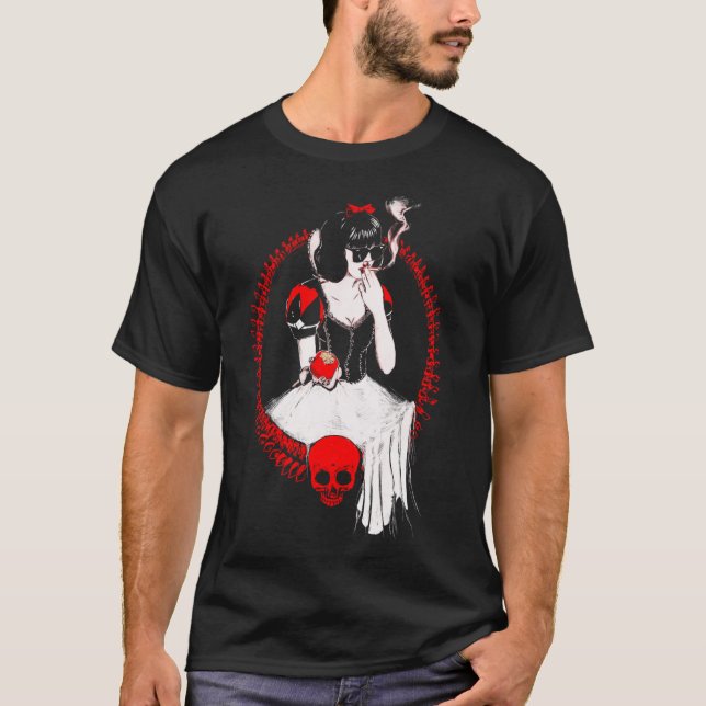 Gotisk Snövit Rökande - Mörkt Konsttryck T Shirt (Framsida)