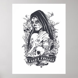 Gotisk sockerkalle-kvinnlig tatueringskonst poster