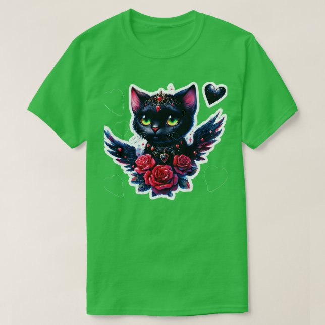gotisk söt katt goth valentines day Sticker TShirt T Shirt (Design framsida)