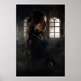Gotisk Spets Kvinnlig Dimmig Stenkammare Poster
