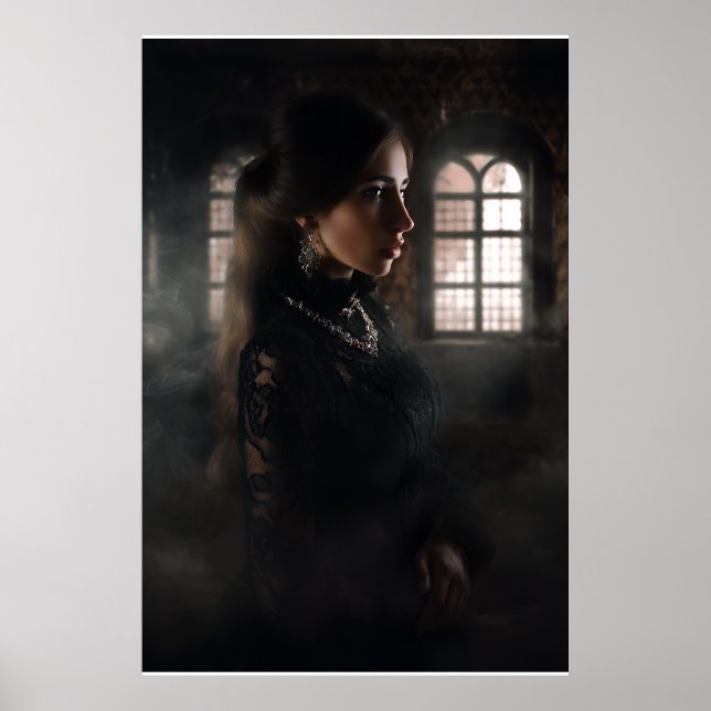 Gotisk Spets Kvinnlig Dimmig Stenkammare Poster (Framsidan)