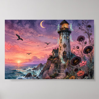 Gotisk spökfyr Solnedgång Whimsigoth Fantasy Poster