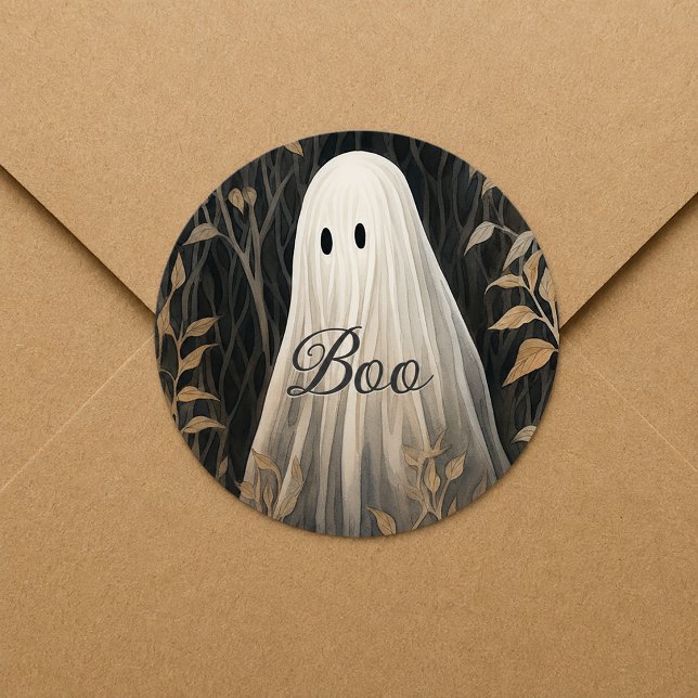 Gotisk spökhalloween runt klistermärke (Boo Gothic Halloween Sticker
)