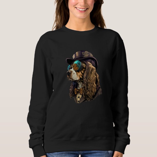 Gotisk Steampunk Cocker Spaniel T Shirt (Framsida)