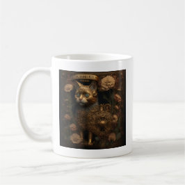 Gotisk Steampunk Guld Katt Kaffemugg