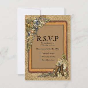 Gotisk - Steampunk RSVP - Läderhantverksram OSA Kort