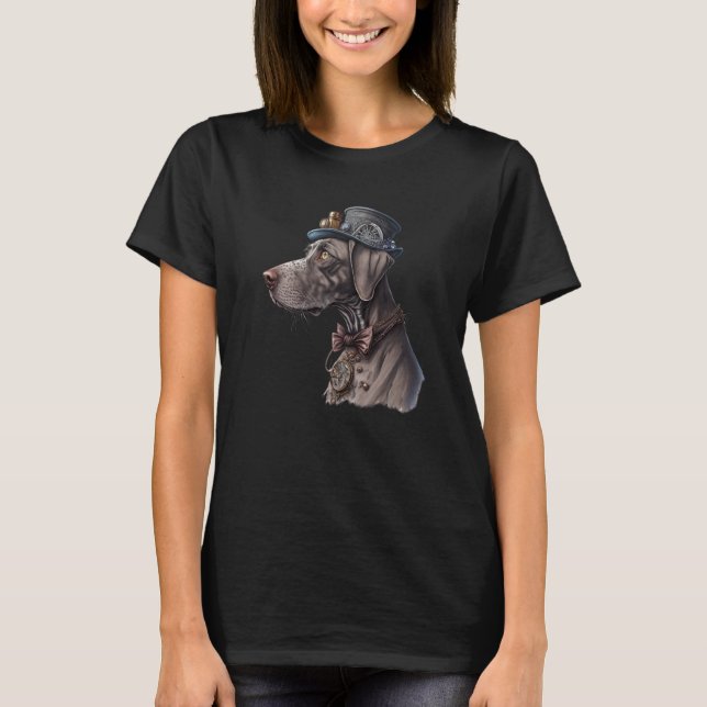 Gotisk Steampunk Weimaraner T Shirt (Framsida)